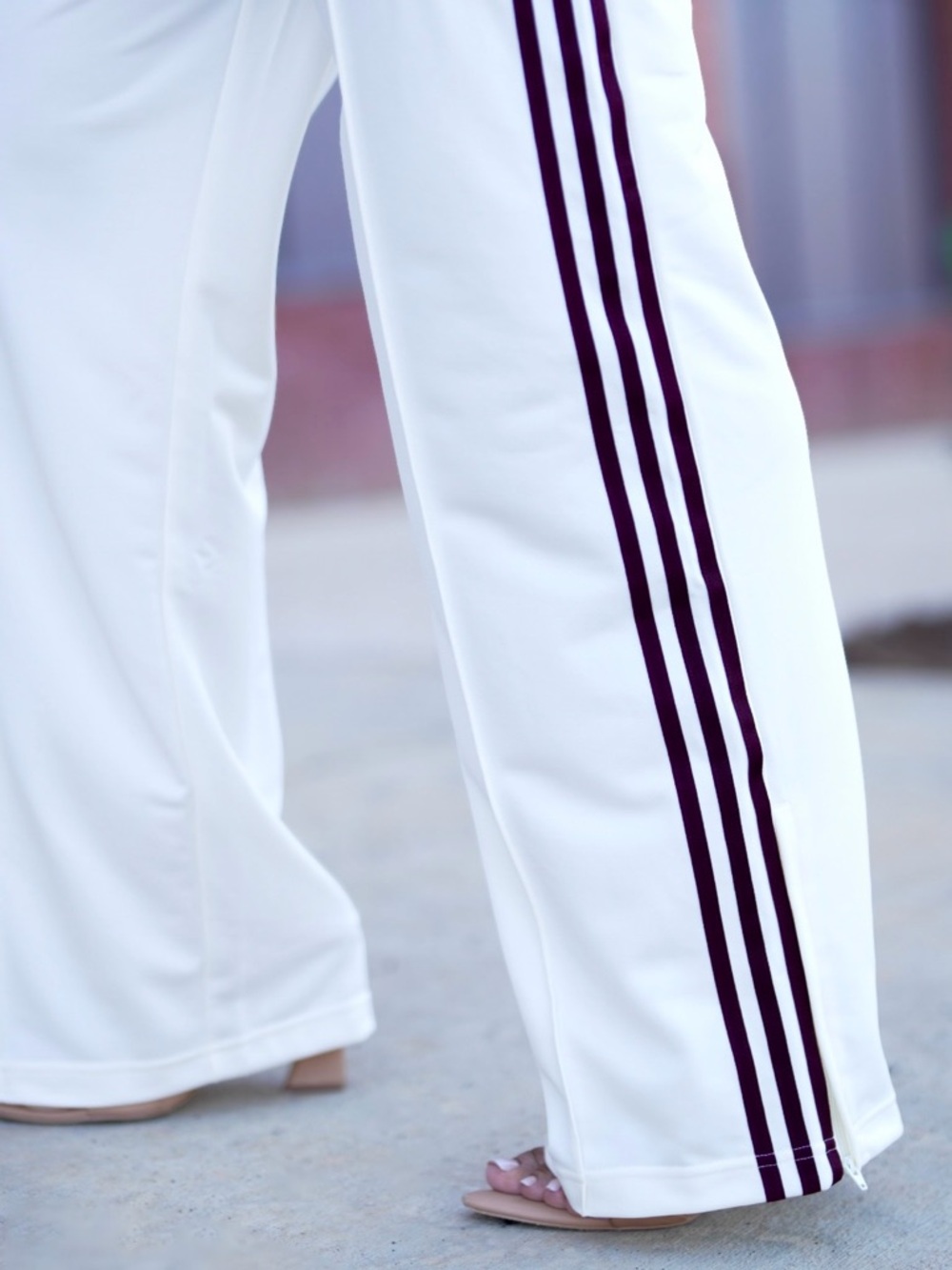Adidas Cream & Burgundy Track Pants | Size Medium | Like New - Picture 3 of 7